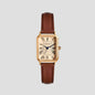 Women'S Leather Strap Tank Square Roman Numeral Dress Watch