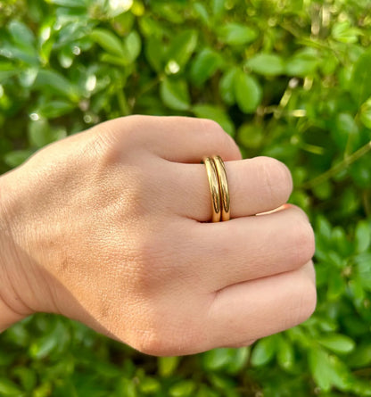 Double Link Gold Ring Band, Waterproof Tarnish Resistant Gold Ring Band, 3Mm Gold Ring Band