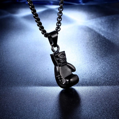 Boxing Gloves Pendant Necklace for Men Gold Color Hip Hop Personality Fitness Exercise Stainless Steel Chain Neck Jewelry Gifts