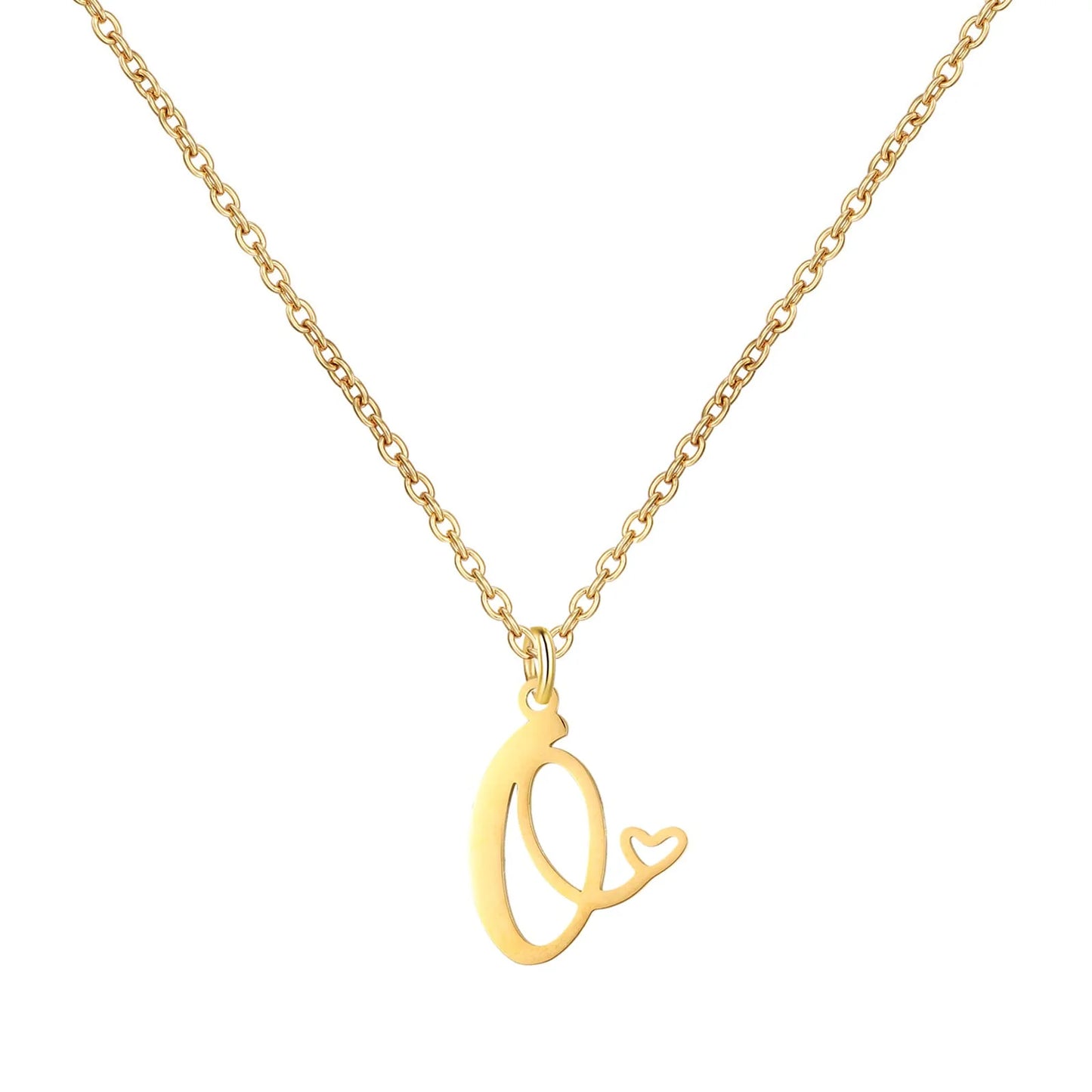 Personalized Heart Initial Necklace — 18K Gold Plated