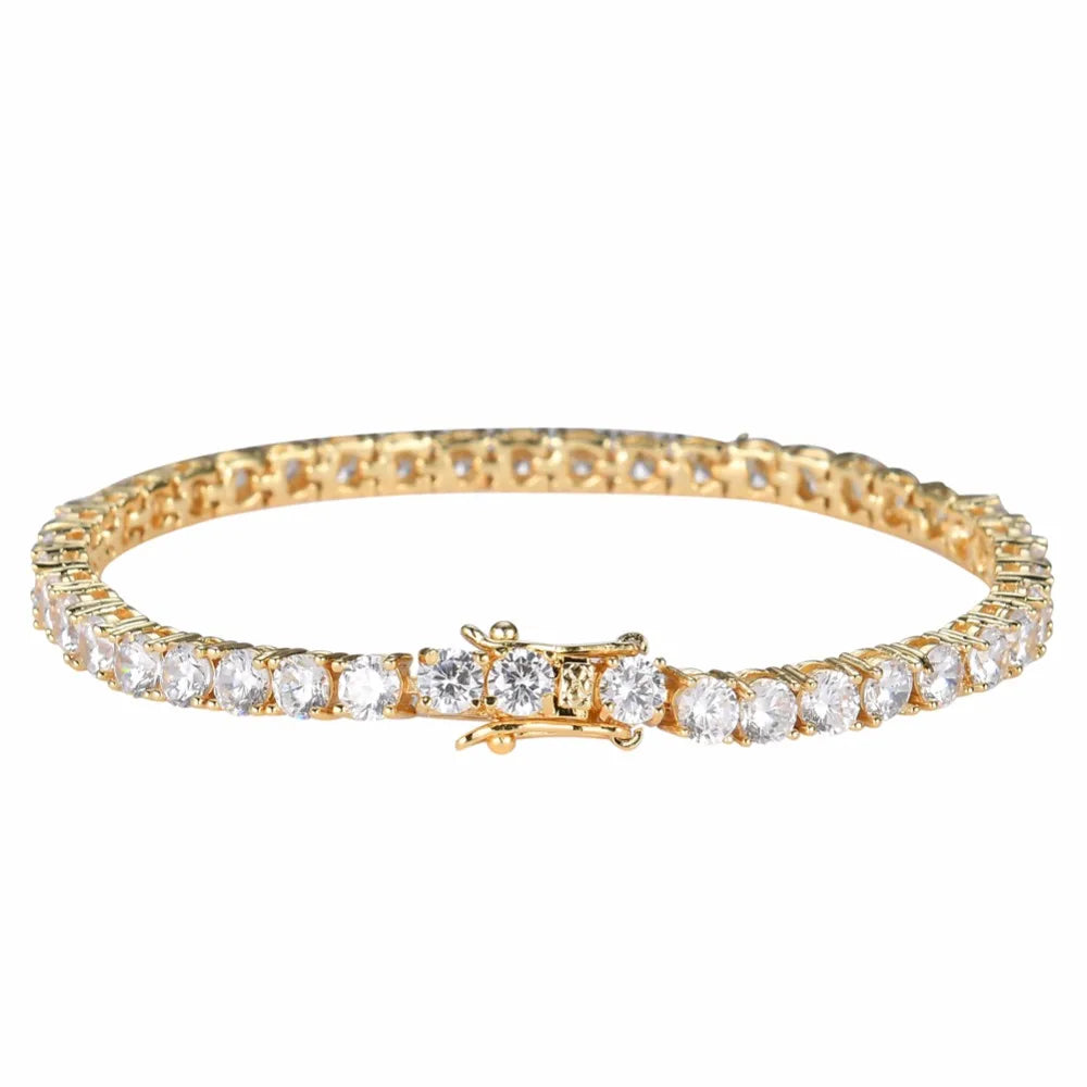 Brass Tennis Bracelet AAA CZ Bling Bling 3Mm 4Mm 5Mm 1 Row Cubic Zirconia Bracelet for Men and Women Iced Out Jewelry BB019