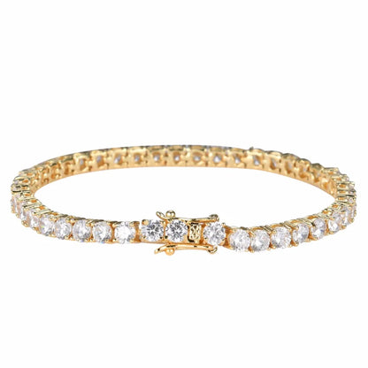 Brass Tennis Bracelet AAA CZ Bling Bling 3Mm 4Mm 5Mm 1 Row Cubic Zirconia Bracelet for Men and Women Iced Out Jewelry BB019