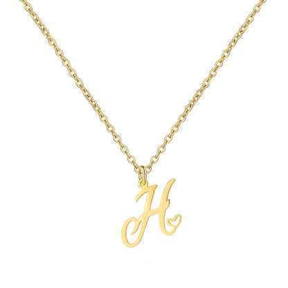 Personalized Heart Initial Necklace — 18K Gold Plated