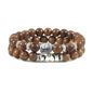 2Pcs/Set Buddha Head Bracelet for Women Men Natural Tiger Eye Lava Stone Yoga Beads Distance Bracelets Charm Couple Jewelry Gift