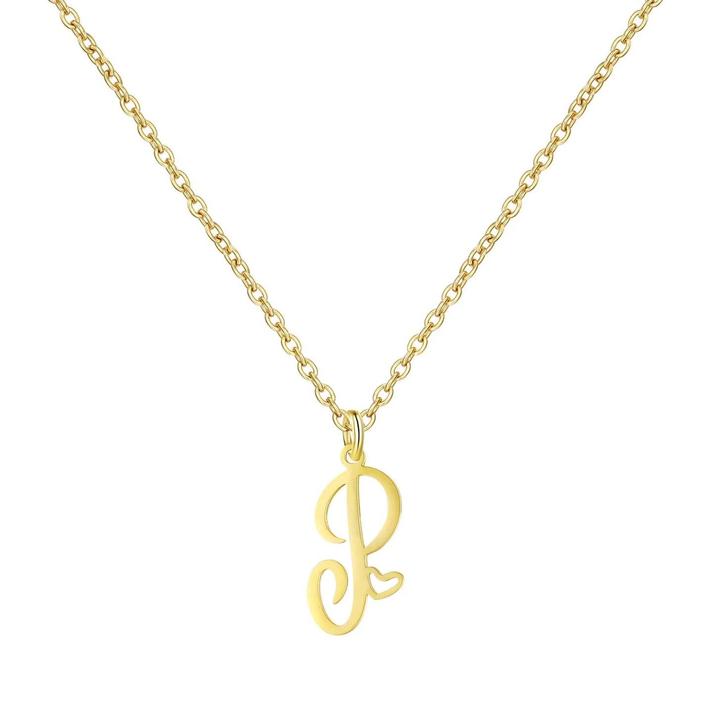 Personalized Heart Initial Necklace — 18K Gold Plated