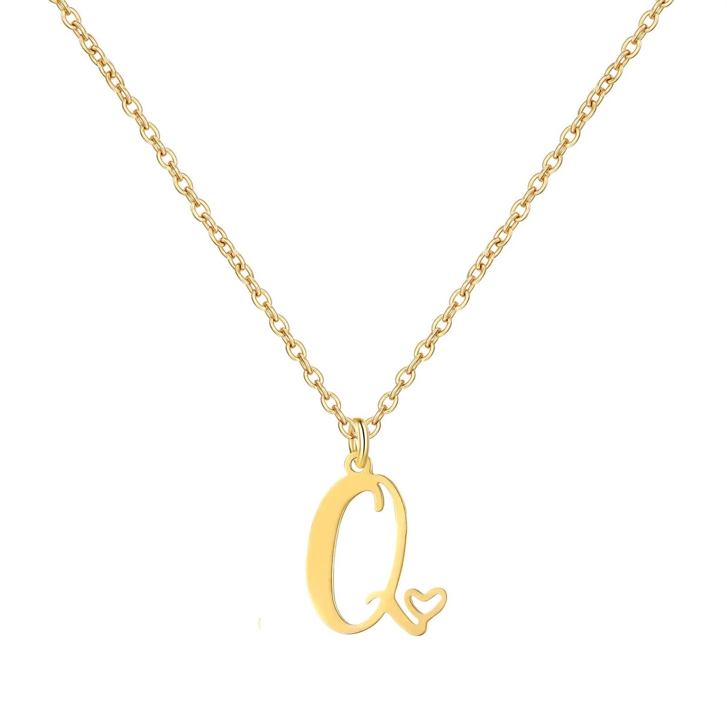 Personalized Heart Initial Necklace — 18K Gold Plated