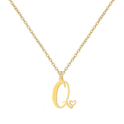 Personalized Heart Initial Necklace — 18K Gold Plated