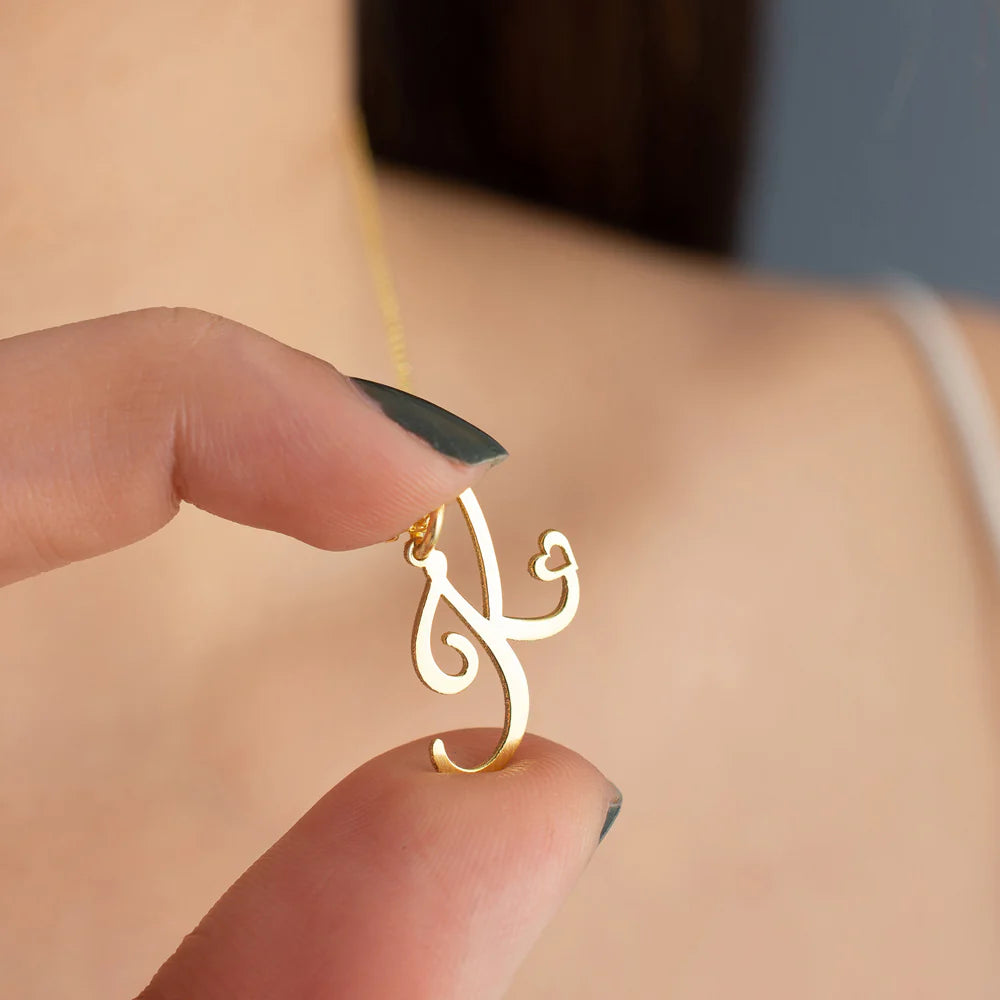 Personalized Heart Initial Necklace — 18K Gold Plated