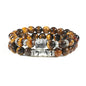 2Pcs/Set Buddha Head Bracelet for Women Men Natural Tiger Eye Lava Stone Yoga Beads Distance Bracelets Charm Couple Jewelry Gift