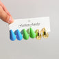 Fashion 6Pcs/Set Chunky Gold Plated Water Drop Earrings for Women Vintage Acrylic Teardrop Earring Hoops Lightweight Jewelry