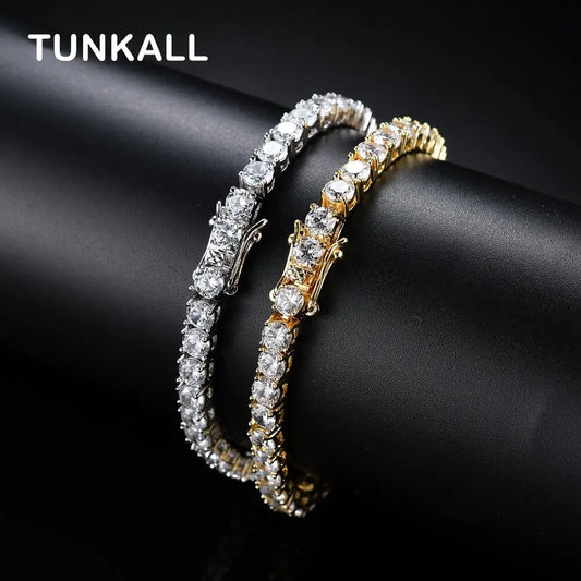 Brass Tennis Bracelet AAA CZ Bling Bling 3Mm 4Mm 5Mm 1 Row Cubic Zirconia Bracelet for Men and Women Iced Out Jewelry BB019