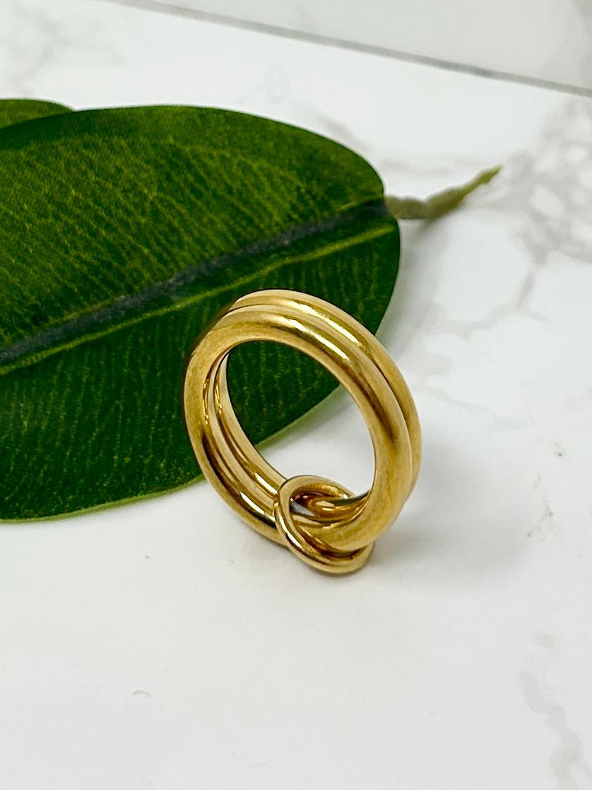 Double Link Gold Ring Band, Waterproof Tarnish Resistant Gold Ring Band, 3Mm Gold Ring Band