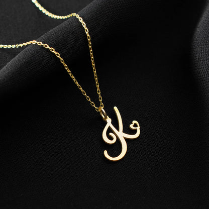 Personalized Heart Initial Necklace — 18K Gold Plated