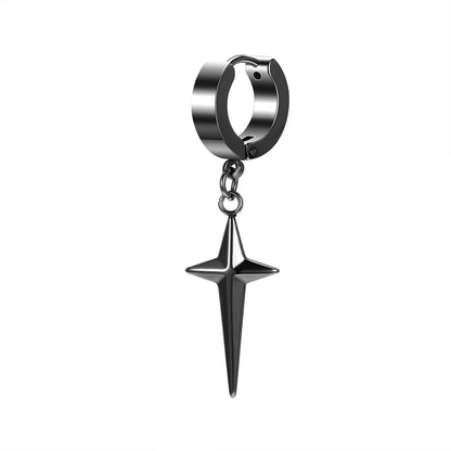 ZS Punk Cross Drop Earrings for Men Woman Stainless Steel Hoop Dangle Cartilage Earrings Gothic Hip Hop Circle round Earring