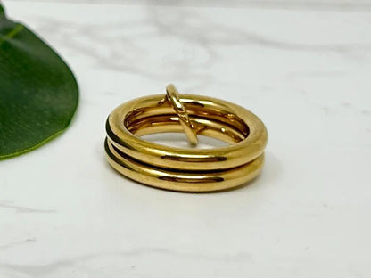 Double Link Gold Ring Band, Waterproof Tarnish Resistant Gold Ring Band, 3Mm Gold Ring Band