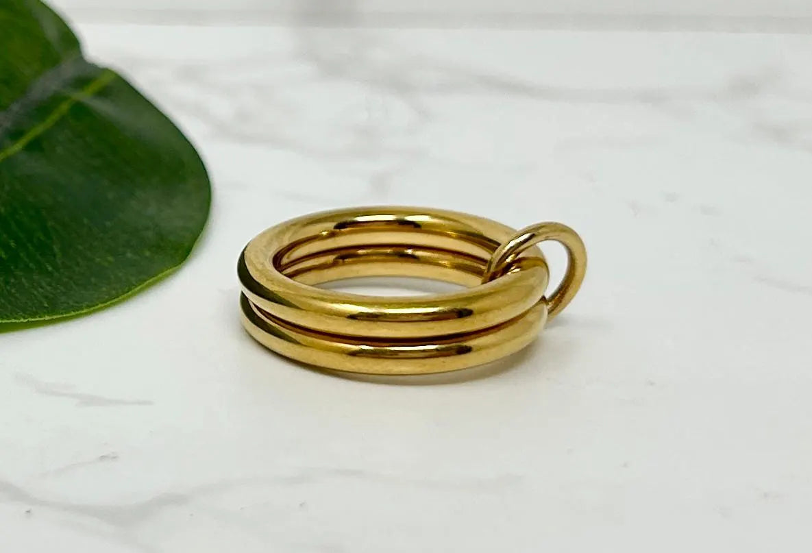 Double Link Gold Ring Band, Waterproof Tarnish Resistant Gold Ring Band, 3Mm Gold Ring Band
