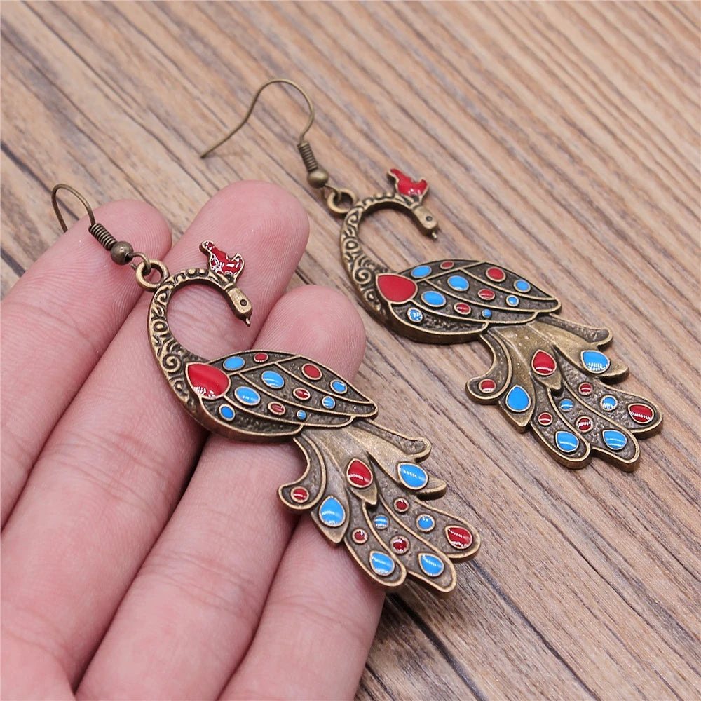 Animal Dangle Earring Vintage Bird Drop Earring Peacock Dove Feather Wing Dangle Drop Earring Fashion Animal Jewelry for Women