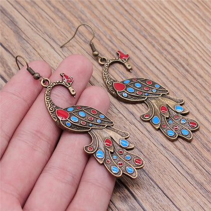 Animal Dangle Earring Vintage Bird Drop Earring Peacock Dove Feather Wing Dangle Drop Earring Fashion Animal Jewelry for Women