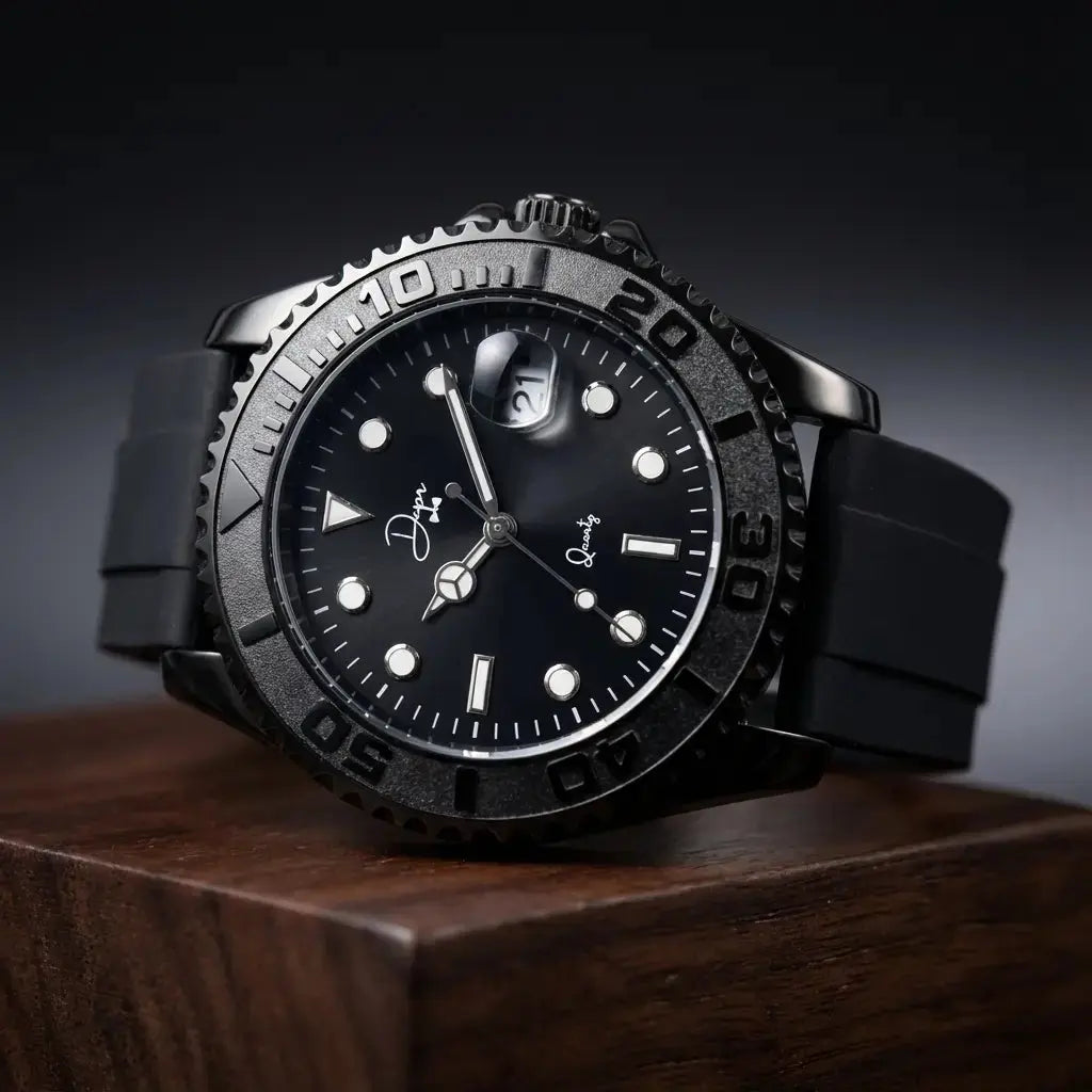 Minimalist Quartz Watch - the Dark Night Black Edition