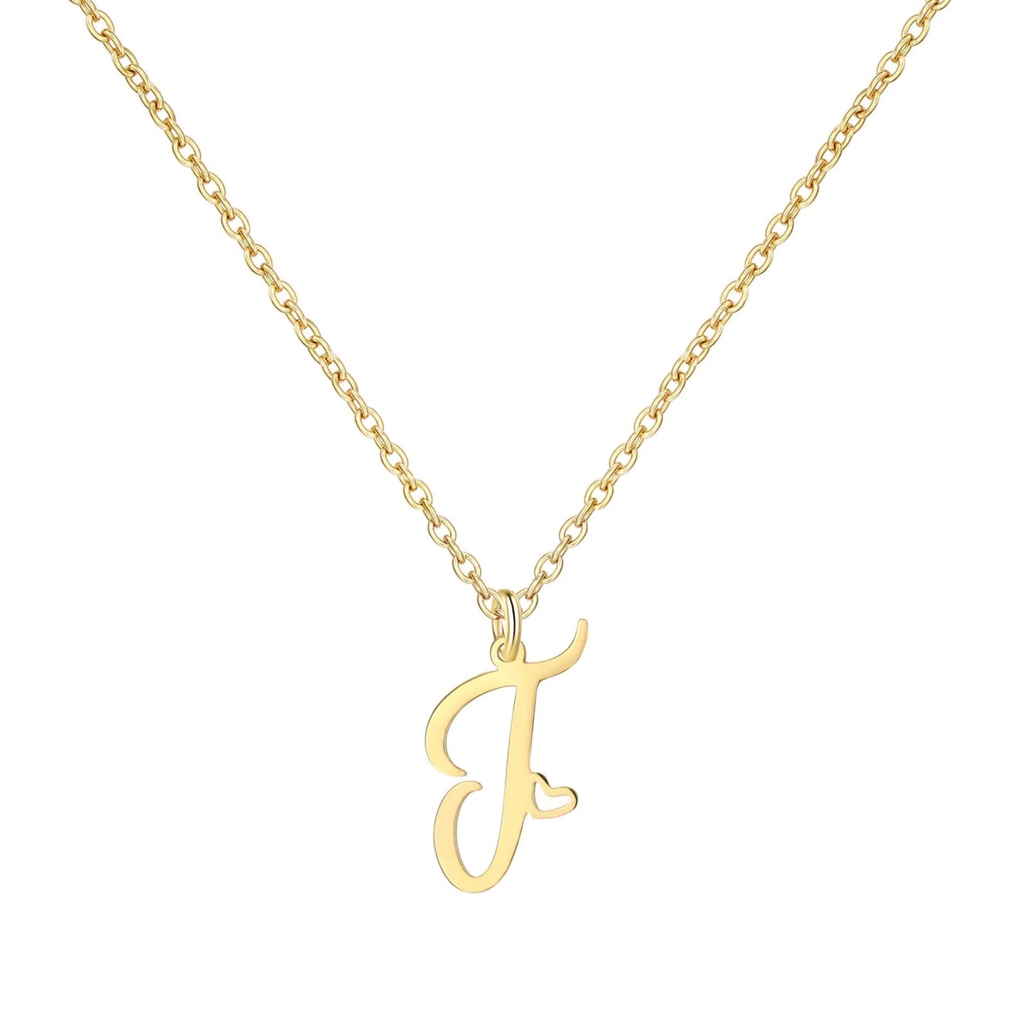 Personalized Heart Initial Necklace — 18K Gold Plated