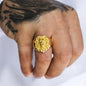 Mens Ring Large Lion Gold Ring - Animal Ring - Signet Ring Men - 18K Gold Signet Ring - Gold Rings for Men - Gold Rings Jewelry Gift Him