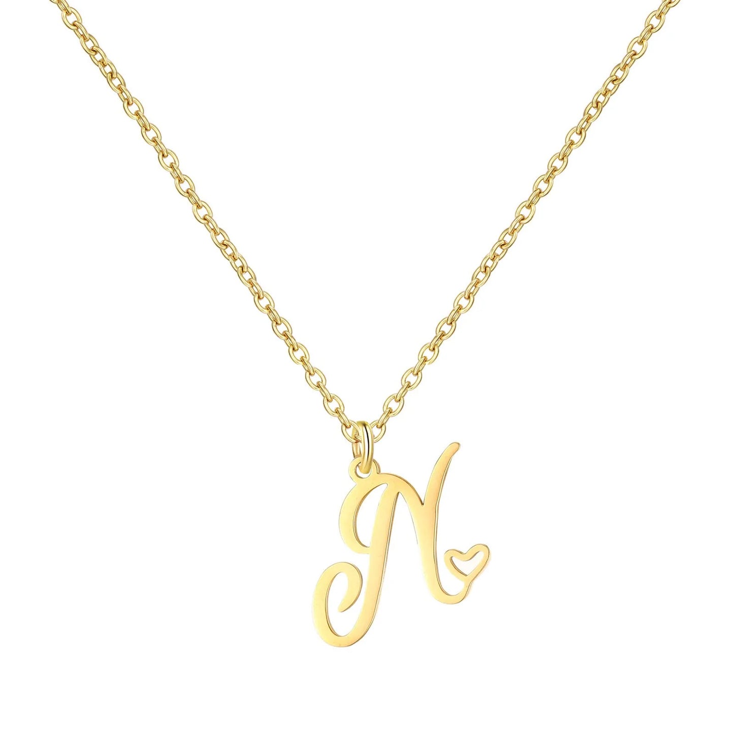 Personalized Heart Initial Necklace — 18K Gold Plated