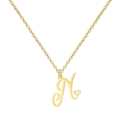 Personalized Heart Initial Necklace — 18K Gold Plated