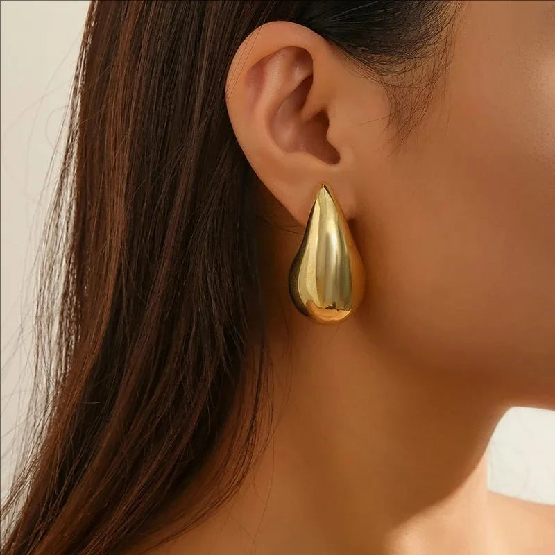 Fashion 6Pcs/Set Chunky Gold Plated Water Drop Earrings for Women Vintage Acrylic Teardrop Earring Hoops Lightweight Jewelry