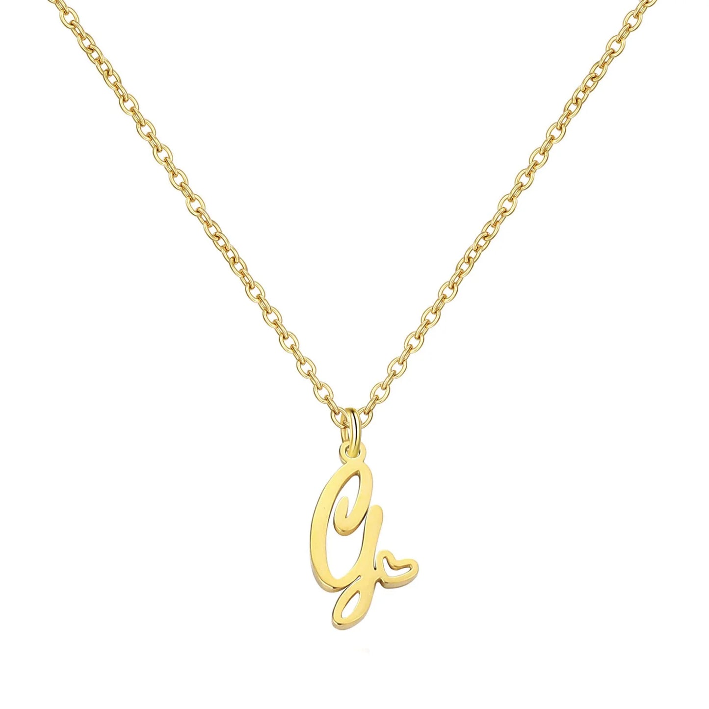 Personalized Heart Initial Necklace — 18K Gold Plated