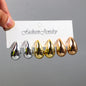 Fashion 6Pcs/Set Chunky Gold Plated Water Drop Earrings for Women Vintage Acrylic Teardrop Earring Hoops Lightweight Jewelry