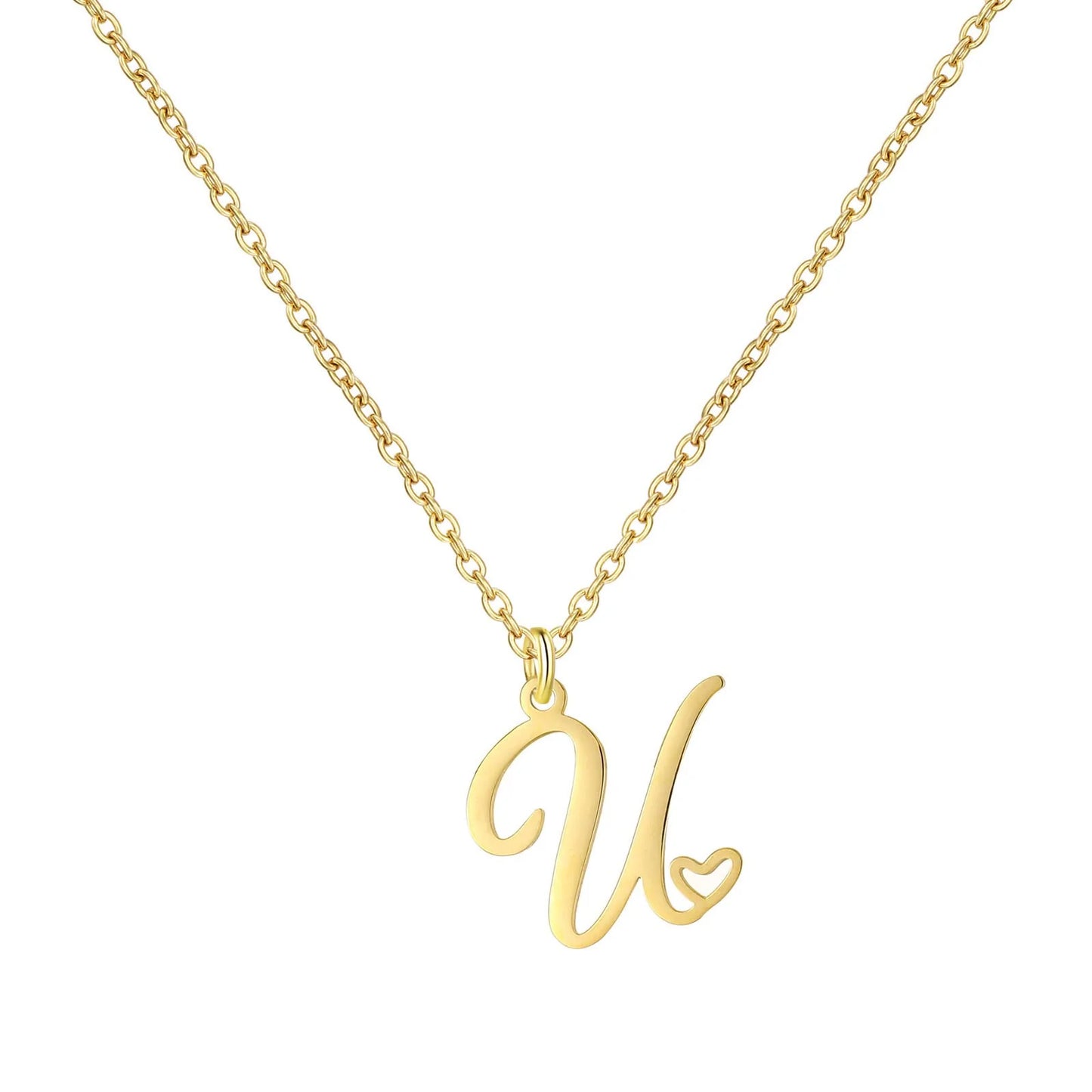 Personalized Heart Initial Necklace — 18K Gold Plated