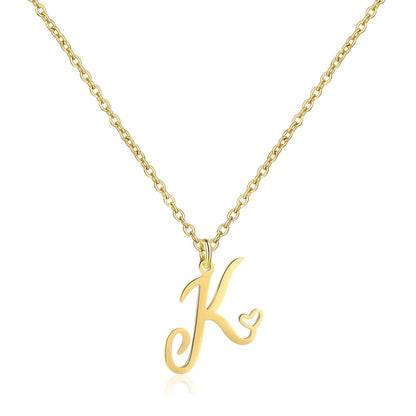 Personalized Heart Initial Necklace — 18K Gold Plated