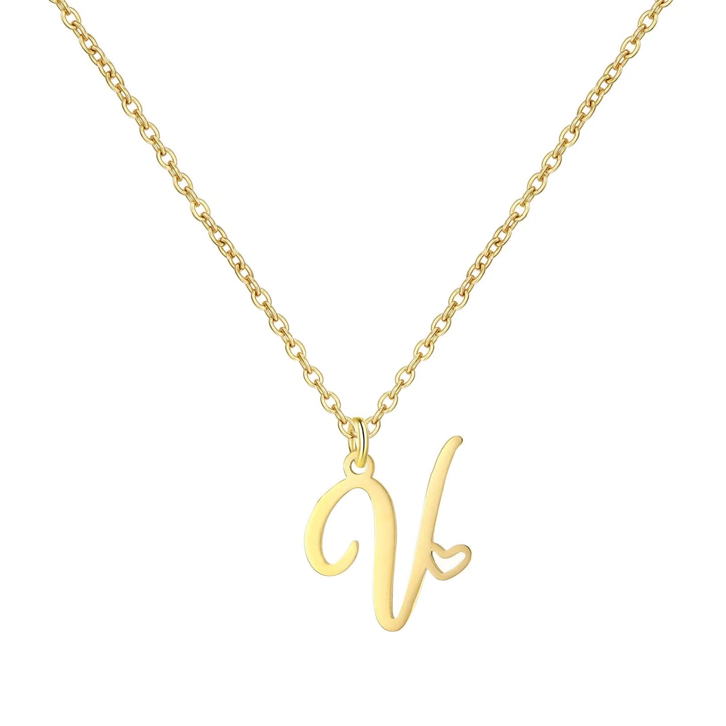 Personalized Heart Initial Necklace — 18K Gold Plated