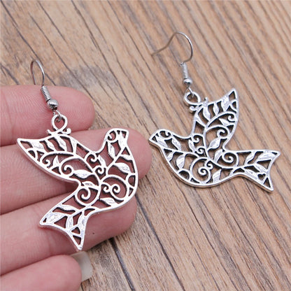 Animal Dangle Earring Vintage Bird Drop Earring Peacock Dove Feather Wing Dangle Drop Earring Fashion Animal Jewelry for Women