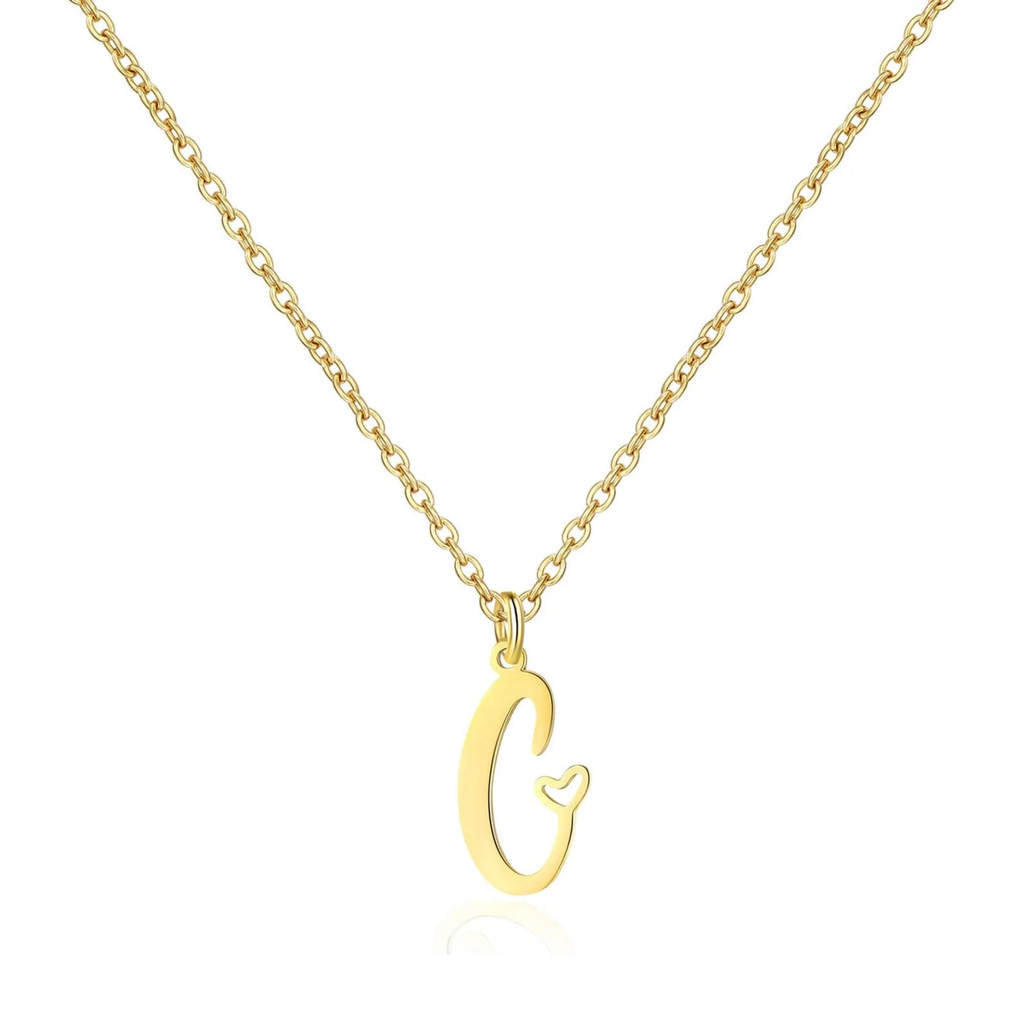 Personalized Heart Initial Necklace — 18K Gold Plated