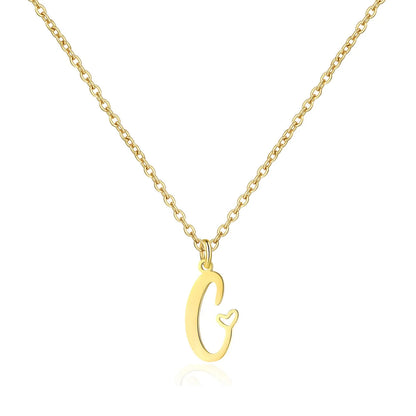 Personalized Heart Initial Necklace — 18K Gold Plated