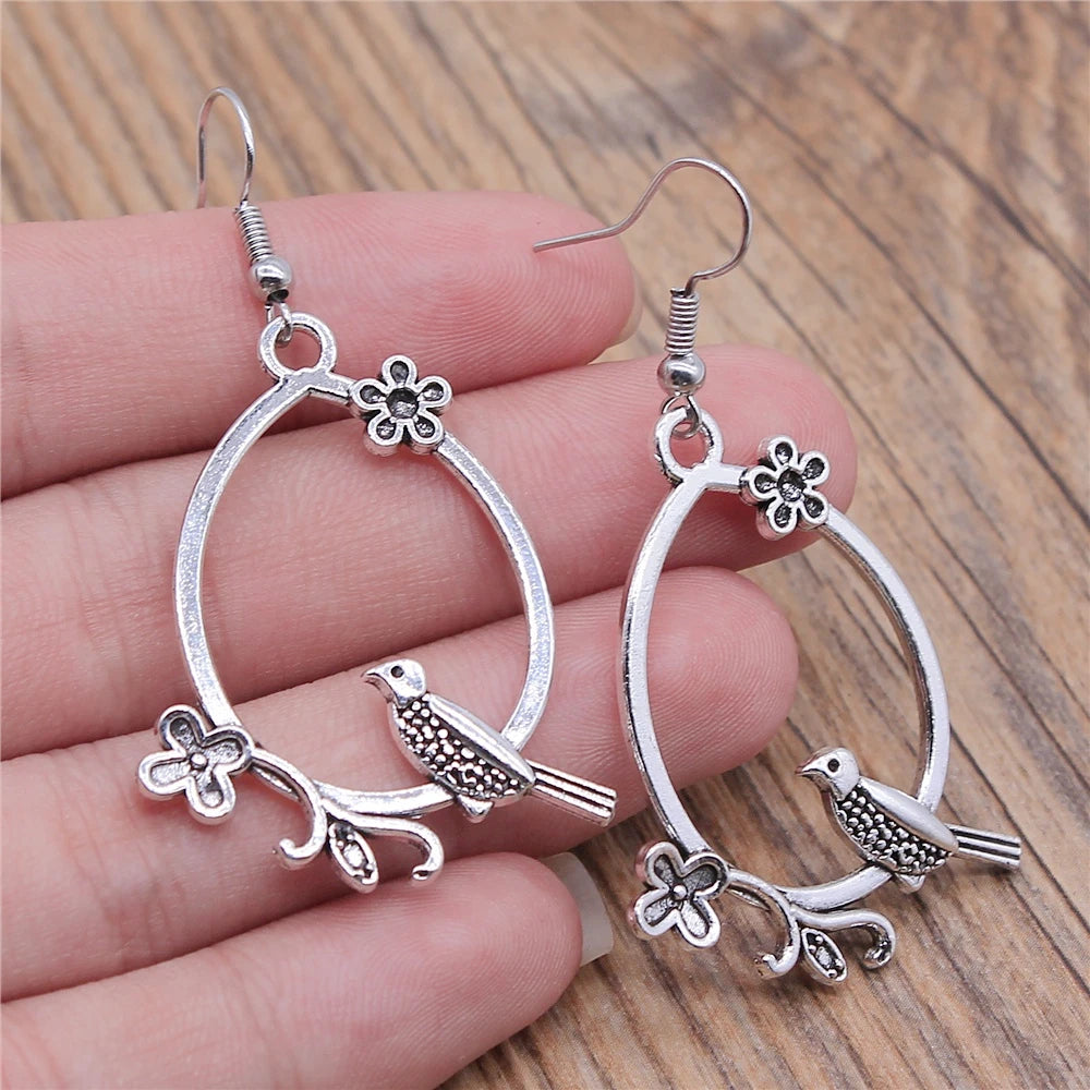 Animal Dangle Earring Vintage Bird Drop Earring Peacock Dove Feather Wing Dangle Drop Earring Fashion Animal Jewelry for Women